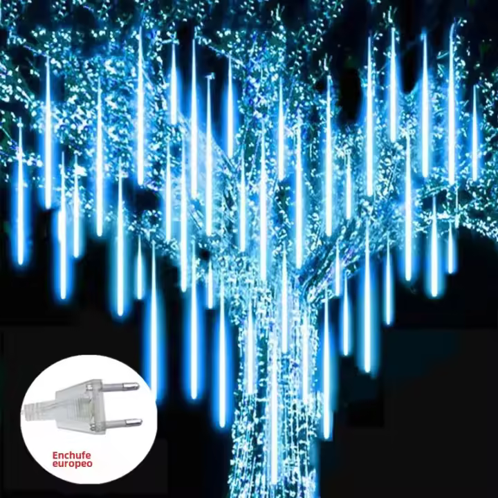 Luces De Show Meteorito LED Para Exterior Navidad Decoración De Árbol Jardín Con Cable EU De 30/50cm Y 8 Tubos - 1