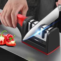 Afilador De Cuchillos Multifuncional De Mano De 4 Segmentos Para Cocina Con Piedra De Afilar Negra Sharpening Stone Afilador Rápido De Acero Inoxidable - details 0