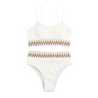 Bikini De Verano Para Mujer Estilo Playa Moda Elegante Con Cintura Alta Y Efecto Delgado Dos Piezas Color Bloqueado Conjunto De Baño Con Suspensión - details 28