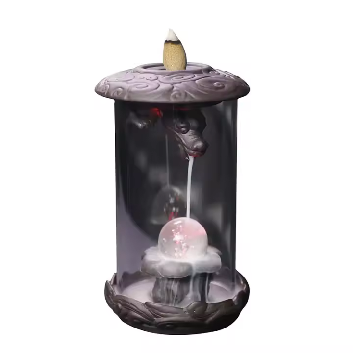 Encendedor De Incienso De Bajo Flujo Con Diseño De Dragón Chino Y LED Para Decoración Del Hogar Feng Shui Artesanal De Acrílico Resistente Al Viento - 1