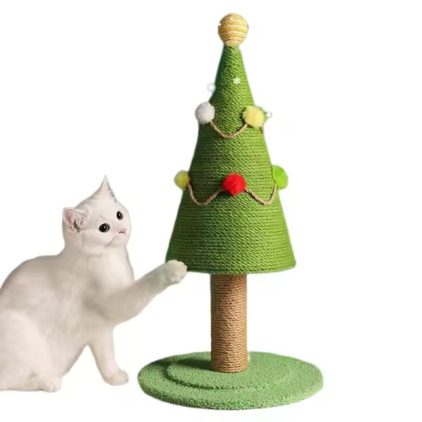 Gato rascador Pino cedro Navidad gato árbol para adultos grandes gatos rascador juguete lindo gatito sisal rascador post - 1