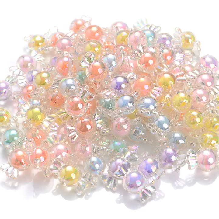 30/100/200Pcs Cuentas De Acrílico Para Joyería Espaciadoras Estrella Flor Para Hacer Pulseras Collares Suministros DIY Para Niñas - 1