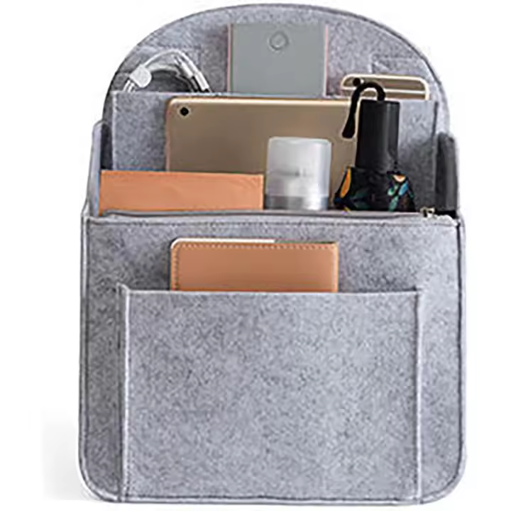 Organizador de mochila de fieltro, mini organizador de mochila, inserto divisor de bolso pequeño para mochila, bolso de hombro de nailon ligero, tamaño S, gris - 1