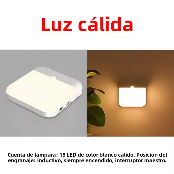 Lámpara Nocturna Inteligente LED Con Sensor De Movimiento Recargable Por Tipo-C Para Pasillos Armarios Cocinas Garage - 1