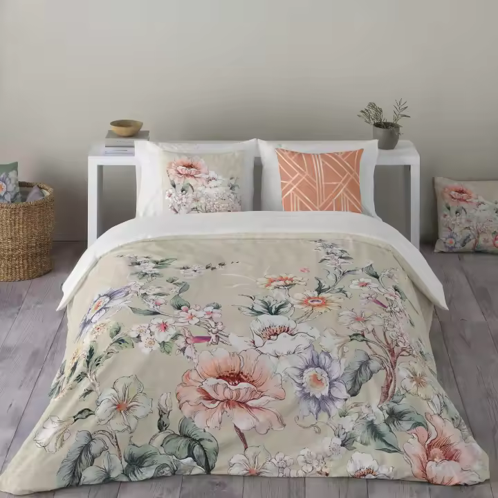 NATURALS - Funda Nórdica Estampada - 100% Algodón Extra Suave - Incluye Funda Edredón + 1 o 2 Fundas de Almohada - Fabricado en España - Modelos Florales - Cama 90/135/150/180 - 1