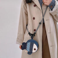 Mini Monedero Unisex Estilo Cowgirl Con Diseño De Pescado Y Estuche Para Auriculares Monedero De Denim Con Diseño De Patchwork Versátil Y Moda - details 3