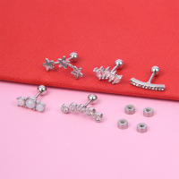 Juego De 5 Piezas De Aretes En Acero Inoxidable Para Puntas De Oreja Perforaciones De Labio Y Labret Joyería De Moda Para Mujeres Estilo Trendy - details 4