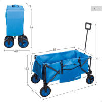 Aktive - Carro playa plegable, carrito de transporte, con ruedas giratorias 360º con frenos, mango multiángulo y 2 bolsillos (1 de quita y pon), máx. 80 kg de carga, espacioso y versátil, de acero y poliéster, diseño plegable, incluye funda - details 3