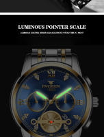Reloj De Pulsera De Lujo Para Hombre FNGEEN Reloj De Cuarzo Resistente Al Agua En Acero Inoxidable Y Oro Estilo Business Con Display Numeral Romano - details 7