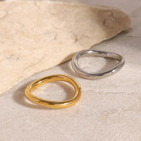 316l Acero inoxidable sin deslustre anillo de dos tonos declaración plata oro Color mezclado textura de Metal joyería de encanto de alta calidad - details 2