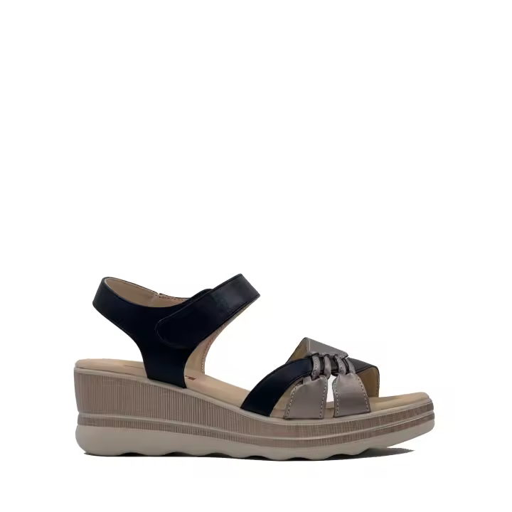 JZ Hermanos Sandalia de Cuña Bicolor con Velcro y Diseño Trenzado para mujer - 1