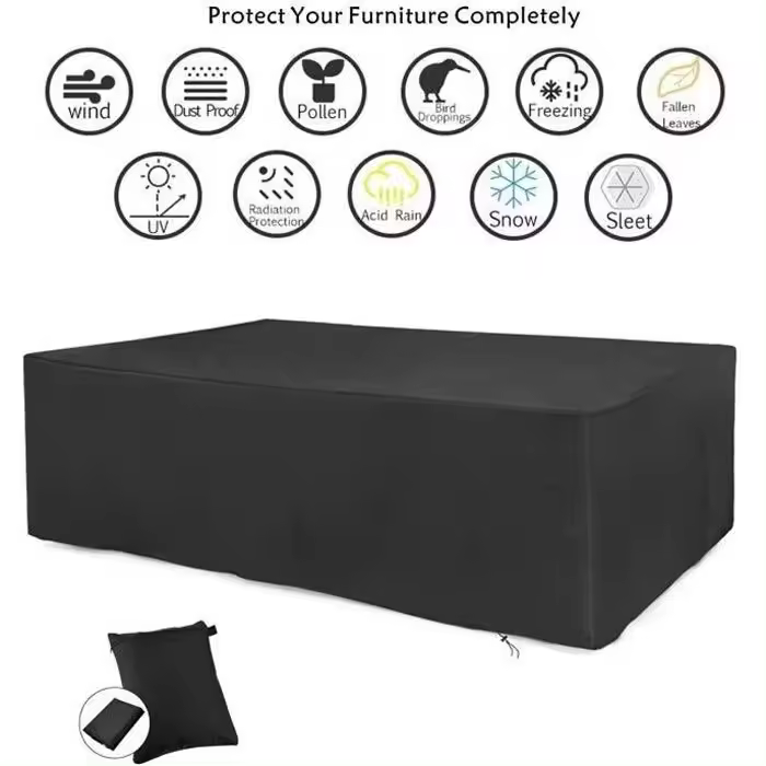 Funda para muebles de Jardín rectangular de Lona para mesa de 213x132x74 cm, impermeable, Polvo, anti-UV - 1