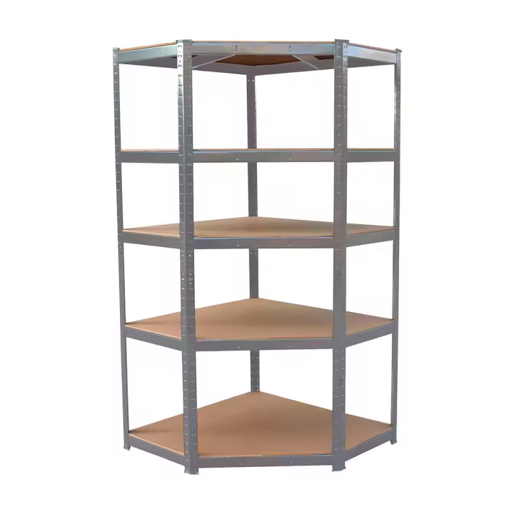 ORION91 - Estantería Esquinera, Metálica Modular Almacenaje 180x90x40cm Acero y MDF Antihumedad, Hogar, Trastero, Garaje, 5 Baldas Ajustables, Cargas Pesadas 875Kg Estantería - SpazioLuzio - 1