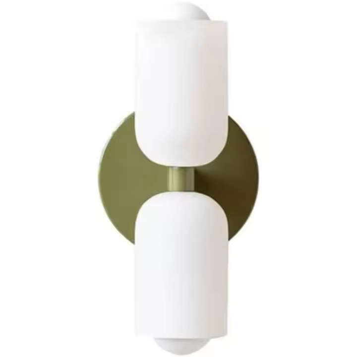 Lámpara de pared LED, lámpara de pared Francesa vintage con Pantalla de Cristal Blanco, lámpara de pared de Metal coloriado, lámpara de pared para dormitorio, Lectura y estudio, luz Cálida (23 × 12 × 11,5 cm) - 1