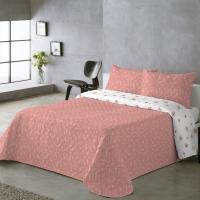 UNIFABRIC HOME TEXTIL Colcha Bouti Primavera Verano Reversible Color Coral Mod.VARELIA  Cama 90 ,105,135 y 150  Ligeras y Suaves ,Incluye fundas de cojín,Termosellada No hace bolitas y fácil planchado - details 1