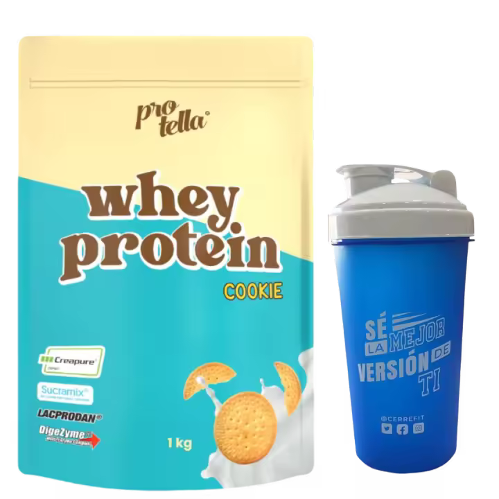 Whey protein (1KG) *todos los sabores* - Protella + Mezclador aleatorio | Alta Calidad | Sin azúcares añadidos | Deliciosos sabores | Proteína de suero - 1