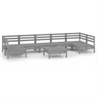 VIDAXL 3083411 conjunto de muebles de pino para exterior con 8 piezas color gris sin cojines vida xl - 1
