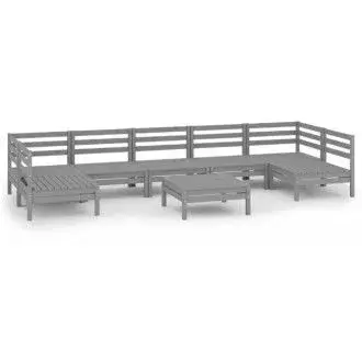 VIDAXL 3083411 conjunto de muebles de pino para exterior con 8 piezas color gris sin cojines vida xl - 1