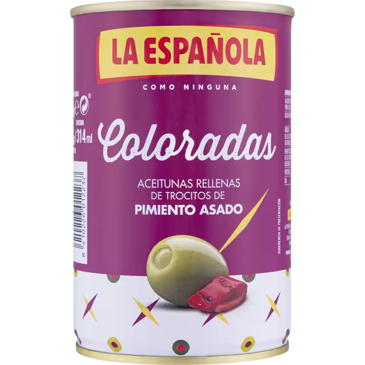 La Española -Aceituna rellenas de trocitos de pimiento Asado 300 gr -Sin Gluten - 1