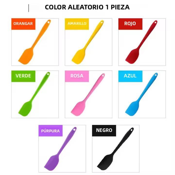 Látex Leeseph 8 Pulgadas Cuchara De Silicona Resistente Al Calor Y Antideslizante Para Cocinar Y Hornear (Multicolor) Utensilio De Cocina No Adherente - 1