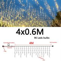 Curtain Lights LED Faeiry 4x0.6m Para Decoración De Jardín Y Patio Luz De Calle Exterior Para Fiesta De Navidad Instalación Sencilla - details 4
