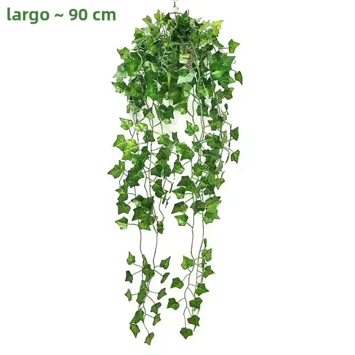 Planta Artificial De Enredadera Verde Para Decoración De Pared Y Jardín Estilo Rattan Hojas De Iva Para Bodas Y Fiestas DIY - 1