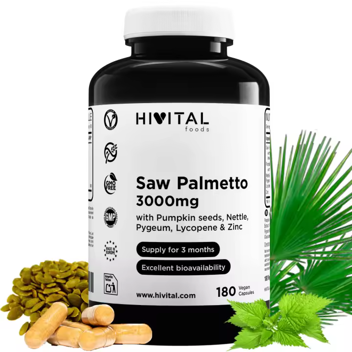 Saw Palmetto 3000 mg | 180 cápsulas veganas. Hivital - 1