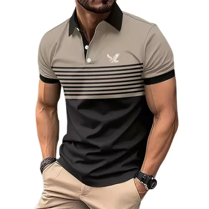 Camisa Polo Para Hombre Estilo Casual Rayada Cuello En V Manga Corta Comodidad Deportiva Moda Verano Prenda Casual - 1