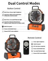 Ventilador Portátil Inalámbrico Con Luz LED Y Batería De Alta Capacidad De 20000mAh Para Camping Y Exteriores Incluye Gancho - details 1