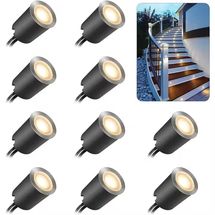 Juego de 10 focos LED empotrables para exterior, resistente al agua IP67, 32 mm, focos empotrables (10 LED blanco cálido 2800k) - 1