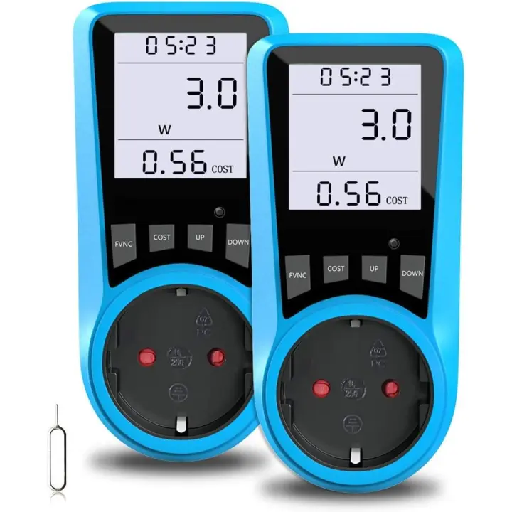 Medidor de Electricidad, Medidor de Electricidad BMK, Medidor de Potencia, Medidor De Costo de Energía, Toma de Corrientes, protección Contra sobrecarga de 3680 W (2 piezas) - 1