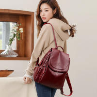 Mochila blanca de cuero para mujer, morral escolar de gran capacidad para viaje - details 13
