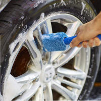 Cepillo De Limpieza Para Ruedas De Coche Portátil Con Manija De Plástico Microfibra Azul Y Gris Herramienta De Limpieza Para Rines Y Neumáticos - details 0