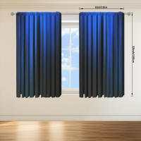 2pcs Cortina De Ventana Con Diseño De Rayas Gradient Azul/Castillo Para Decoración De Hogar Tratamiento De Ventana Para Dormitorio Oficina Cocina Con Bolsa Para Rodamiento - details 14