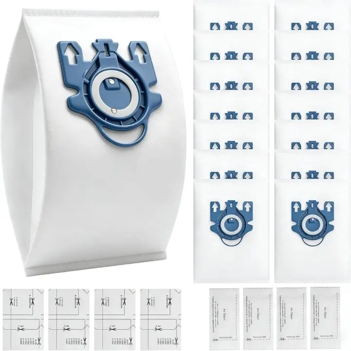 Bolsas para aspiradora - Aptas para Miele Classic C1, Complete C2 y C3 - Juego de 23 piezas - Eficiencia 3D AirClean - Incluye cierre higiénico automático - Repuesto para las series S400, S2, S5 y S8 - Tipo 10123210 - 1