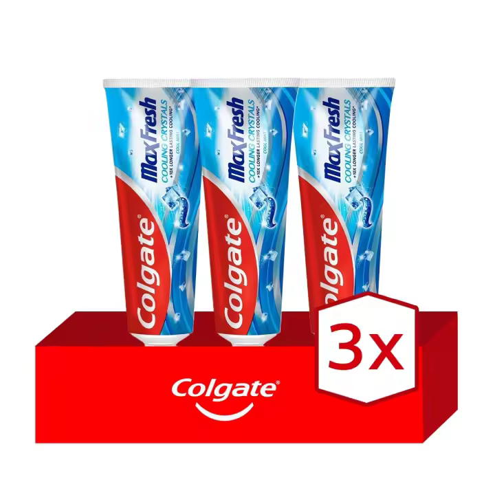 Pasta de dientes Colgate Max Fresh con cristales refrescantes, frescor duradero, menta fresca 75ml. Pack 3 - 1