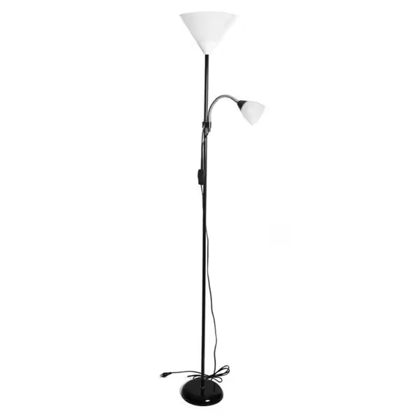 Lámpara de pié 2 brazos 1.8 m negra/gris - 1