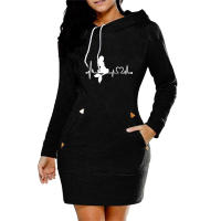 Vestido De Mujer 2024 Otoño Popular Manga Larga Cuello Redondo Fleece Caliente Casual Ajuste Regular Imprimir Cómodo - details 1