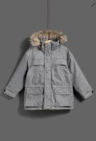 Chaqueta  Parka Gris Infantil de Invierno PETIT ALO - Abrigo tipo Parka con Capucha para Niño - Abrigo Invierno Gris Jaspeado - details 0
