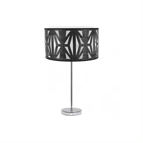 FABRILAMP Lámpara de Mesa Sobremesa Alto Katerina 1xe27 Cromo/madera Negra 61x30x30 Cm - Diseño Elegante - 1