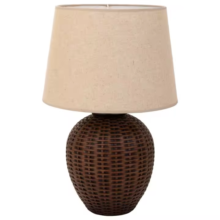 WANDERLUST DECO Lámpara de Mesa Poliresina Marrón Base 27,5x27,5x40h-pantalla 40x32x28h Cm - Pieza Majestuosa - 1