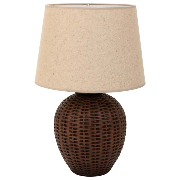 WANDERLUST DECO Lámpara de Mesa Poliresina Marrón Base 27,5x27,5x40h-pantalla 40x32x28h Cm - Pieza Majestuosa - 1