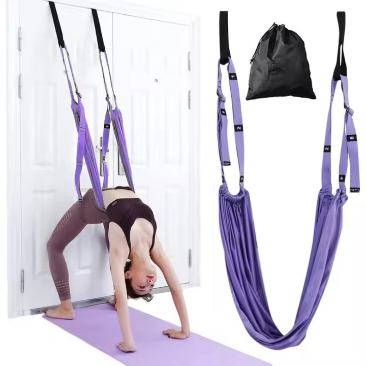 Banda de estiramiento para fitness y yoga, camilla de piernas ajustable, entrenador de asistencia para flexión de espalda, mejora la flexibilidad de las piernas, la cintura y la espalda, equipo de fitness para el hogar, rosa - 1