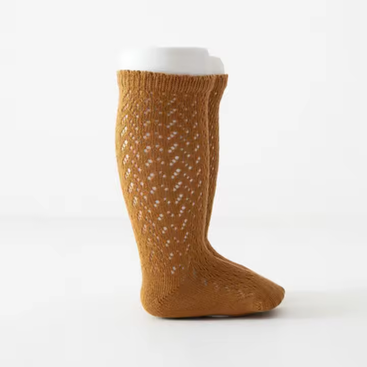 Calcetines De Verano Para Bebés Niñas Largos Hasta La Rodilla Suaves De Algodón Y Malla Para Niños Calcetines De Princesa Hueco En El Medio - 1