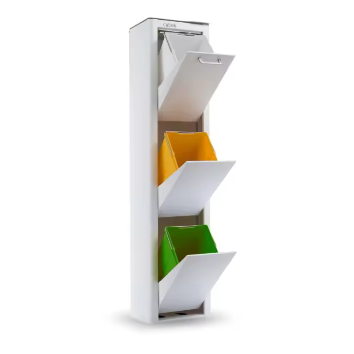 DON HIERRO - Cubo de basura y reciclaje lacado, 3 cubos gran capacidad, CUBEK- - 1