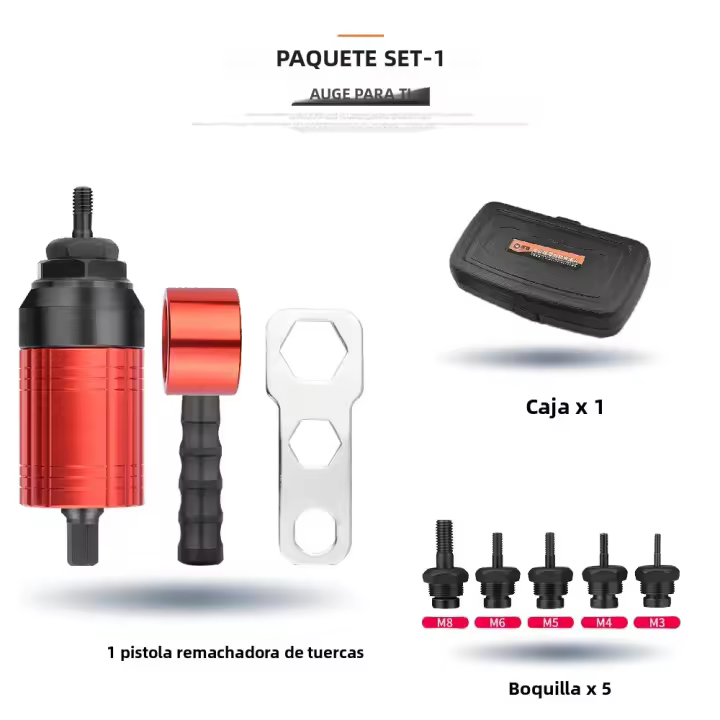 Pistola De Remache Eléctrica Sin Cable Para M3 M4 M5 M6 M8 Adaptador De Taladro Eléctrico Herramienta De Remache De Aluminio Pistola De Clavos - 1