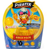 PIRATIX ADVENTURE WORLD Serie Golden Treasure, Incluye 5 Piratix Sorpresa, 1 Tesoro Exclusivo, 1 Bandera Exclusiva, 1 Podio, 6 Accesorios y el Capitán Dorado - details 1