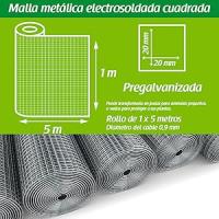 Malla Metálica Electrosoldada Galvanizada. Perfecta para plantas y animales, múltiples usos. Rollo Varias medidas . Grosor del Cable 0.9 mm. Plateado - details 3