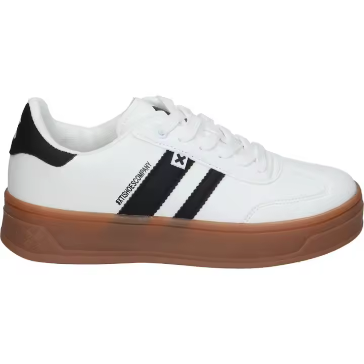 XTI | Zapatillas con Plataforma XTI para Mujer – Deportiva en Color Blanco con Detalles en Negro – Sneakers con Cordones – Plataforma Media y Cómoda –Estilo Casual – Versátiles – Vegan – Modelo 143645 - 1