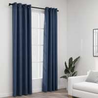 vidaXL Cortina Opaca con Ojales Look Lino 2 Piezas 140x245 cm Salón Color Antracita,  Azul,  Gris y mas - details 1